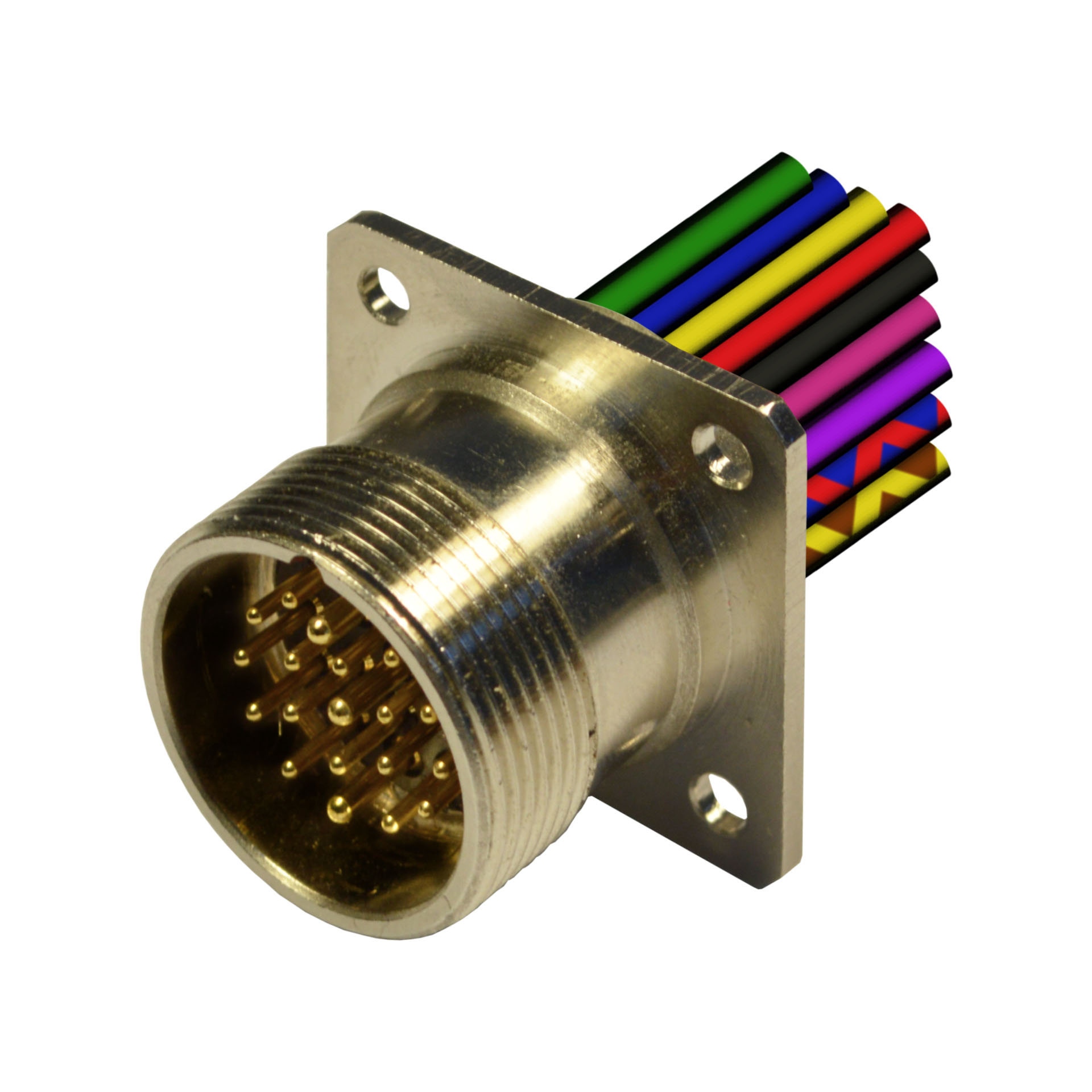 M23 male to panel ,19p.(3p.non connessi),flange 30x30,n.15+1 wires PVC 0,5m